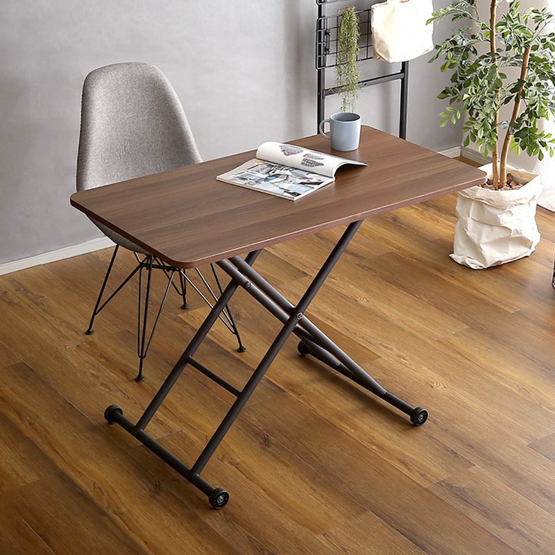 HT-KT026-WAL 折りたたみ式無段階ガス圧昇降テーブル【BUXUS-バクサス