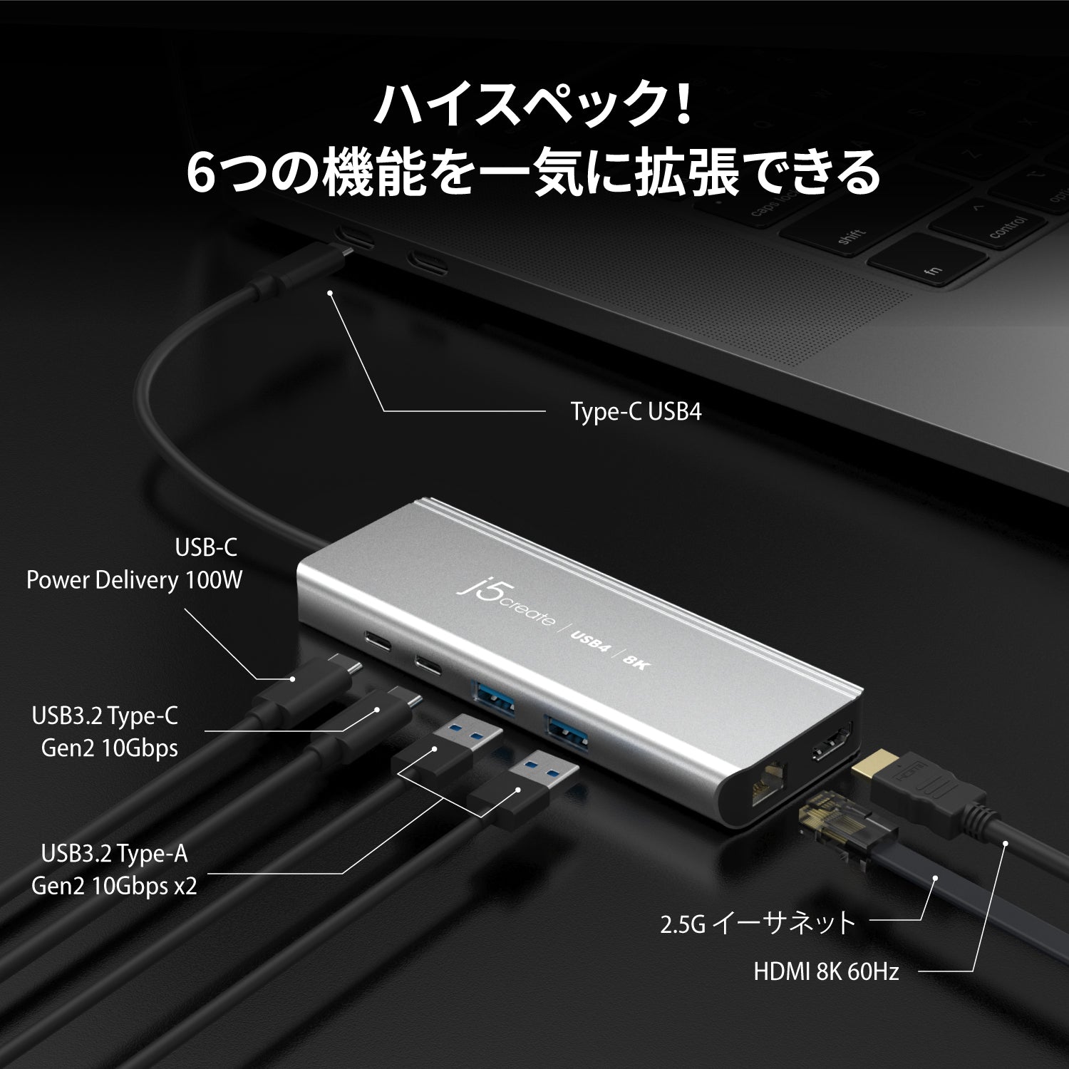 JCD403 USB4 8K 2.5G LAN 6in1マルチハブ – new-jp-j5create