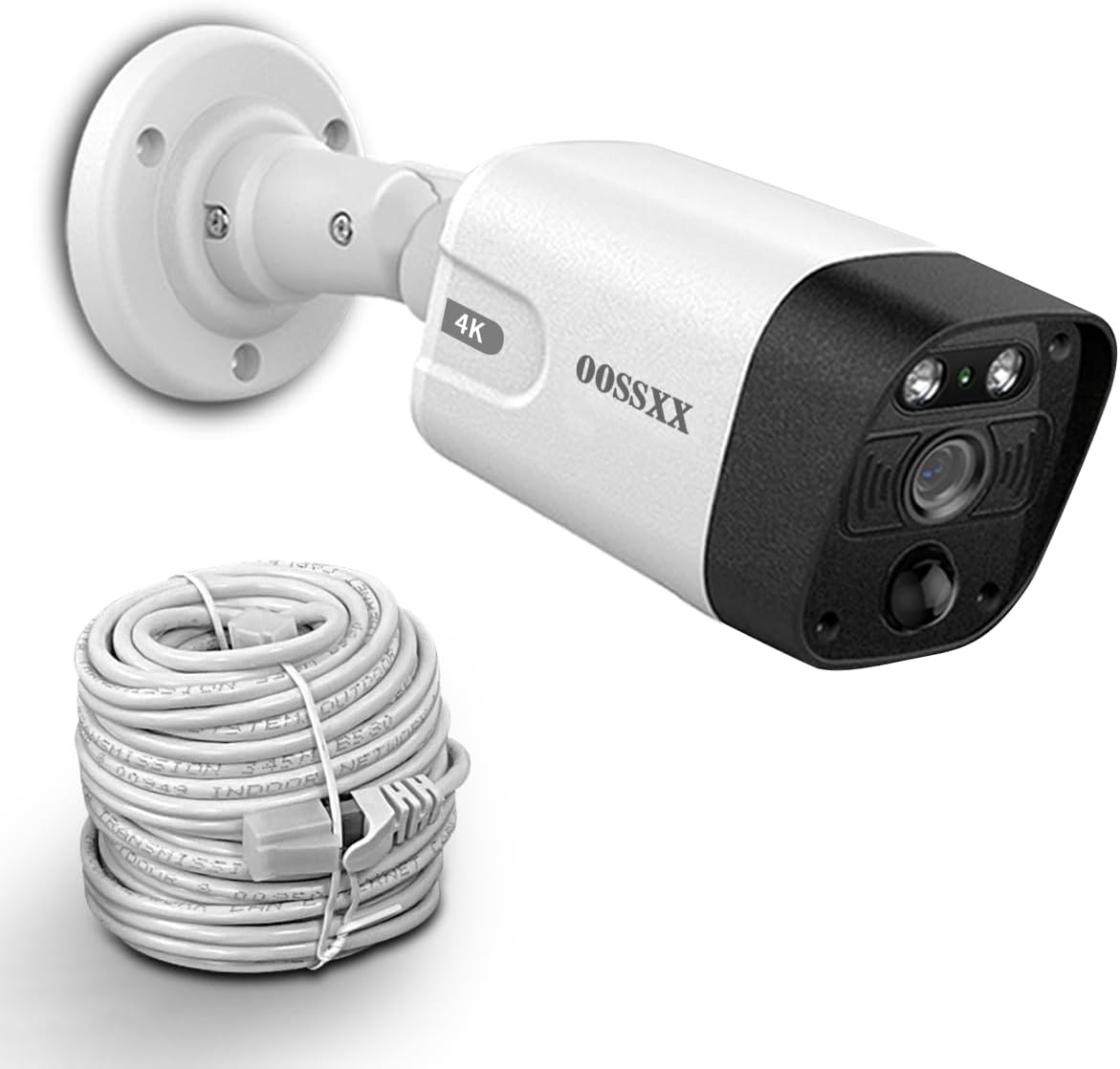 家庭用POE給電防犯カメラ単体 800万画素 双方向通話 130°超広角 AI人体