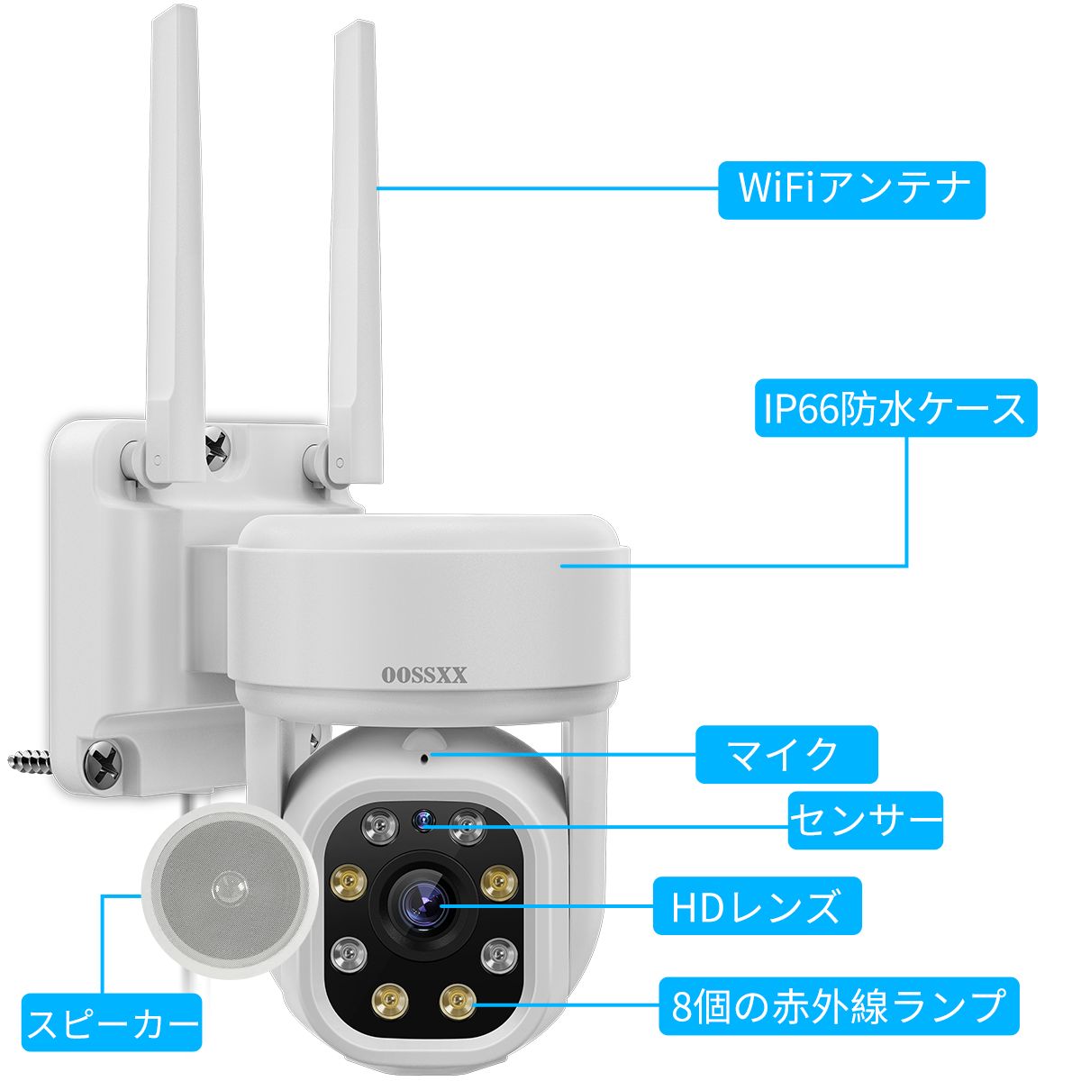 500万画素 双方向通話 ワイヤレス防犯カメラ単体 130°超広角 AI人体