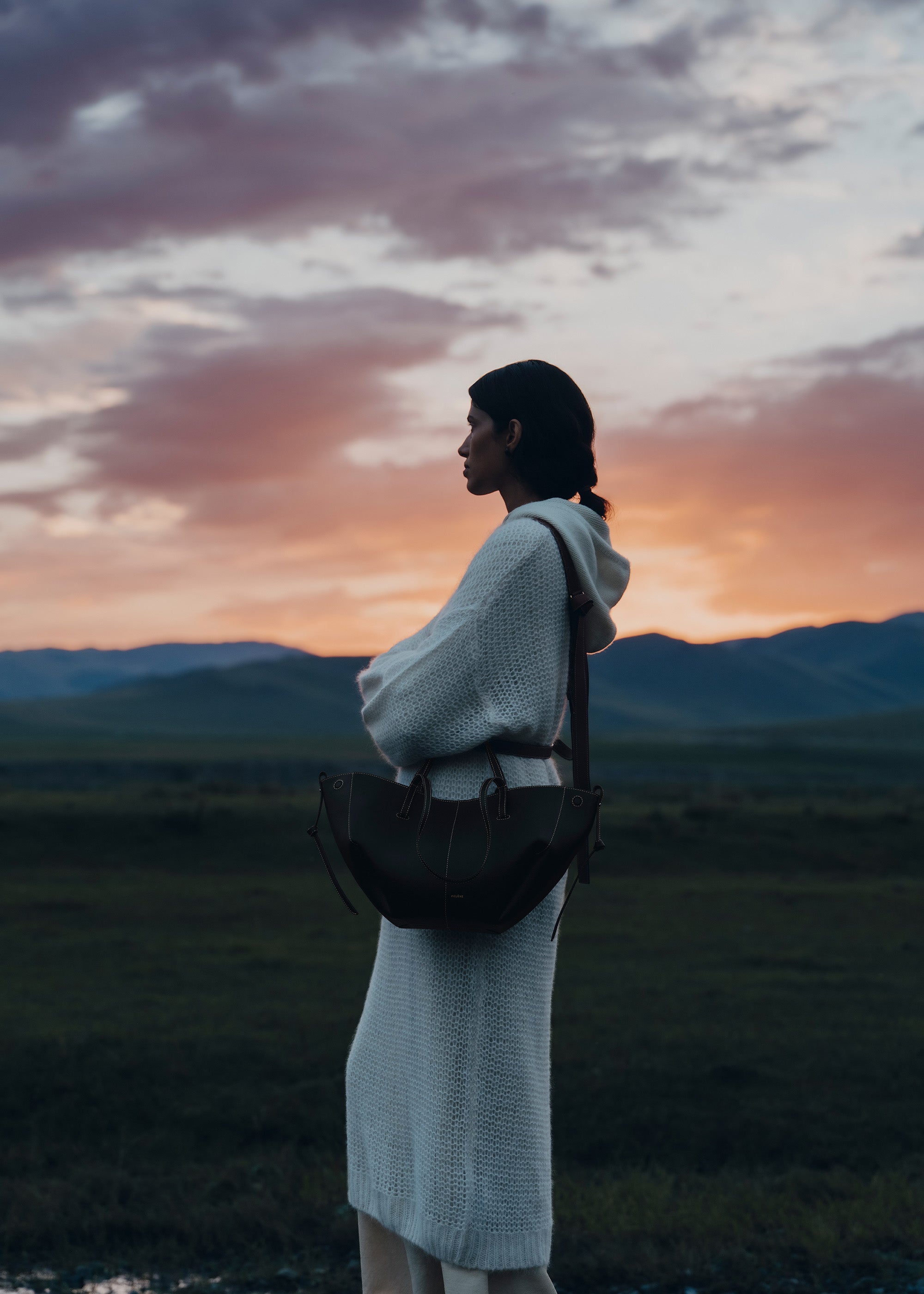 Polène | バッグ - Cyme Mini - ブラック テクスチャード エクリュ