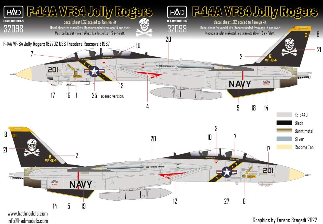 F-14A VF84 Jolly Rogers USS Theodore Roosevelt HAD Models 32098