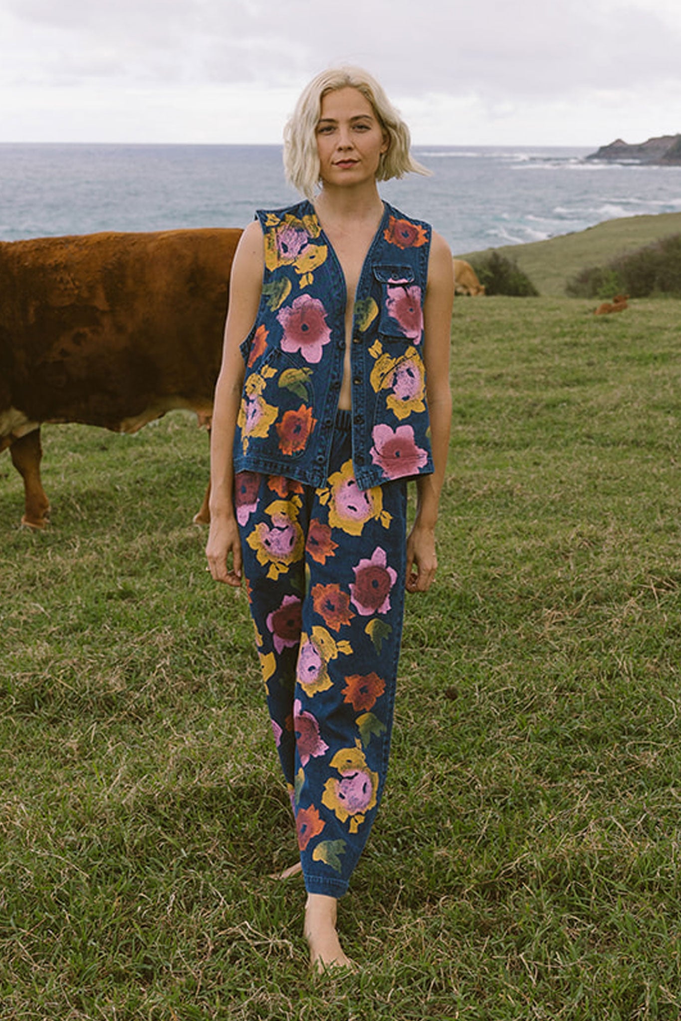 Floral Denim Disco Pant | Jungmaven Hemp Clothing & Accessories