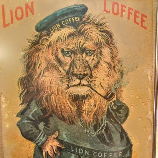 LION COFFEE, Antique art poster litho print advertisement, general
