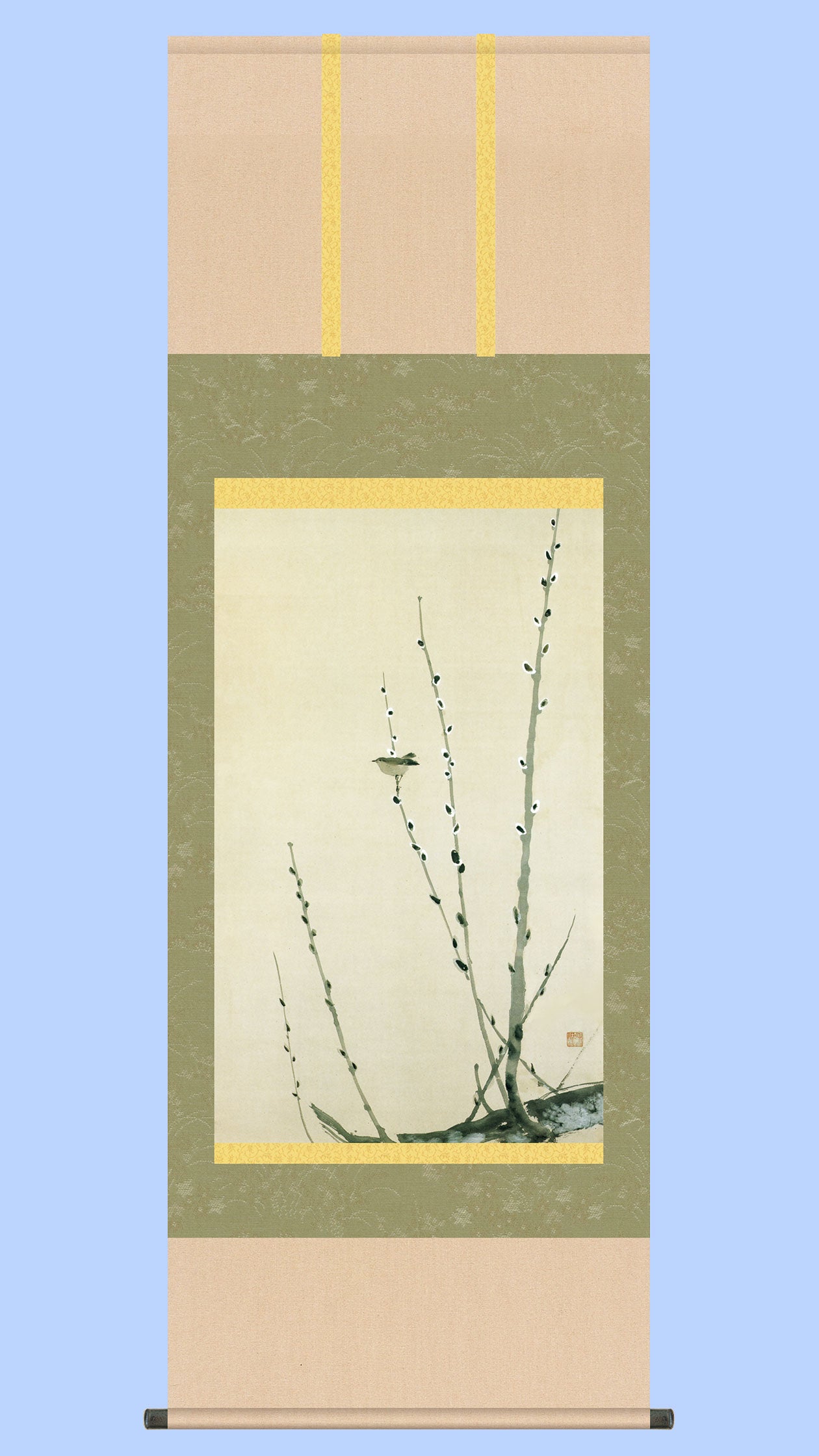 名画複製画掛け軸 猫柳に小禽 速水御舟 – 寿鳳人形の東芸