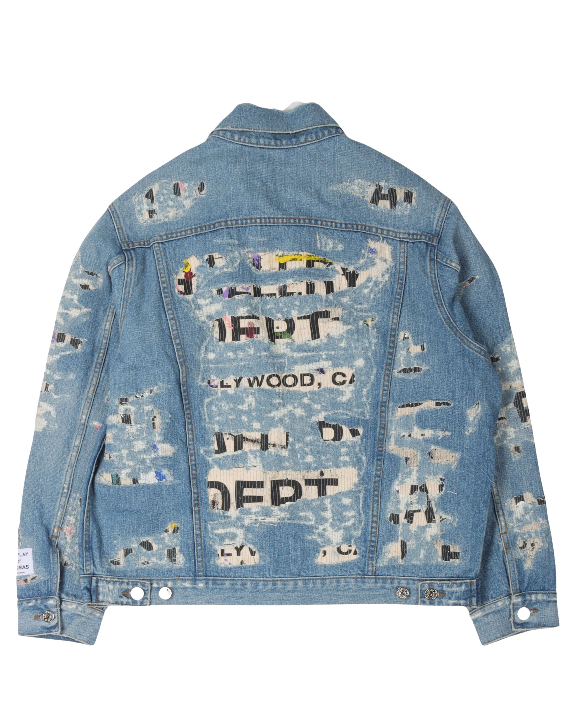 Gallery Dept. Andy Distressed Layered Printed Denim Trucker Jacket