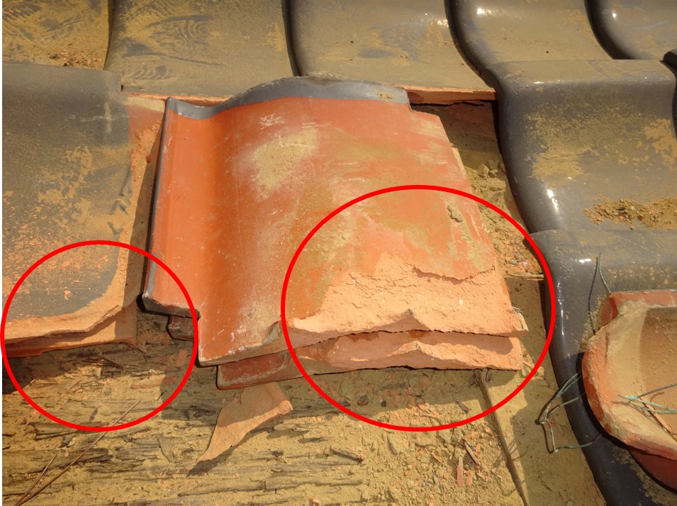 もしかすると貴重な、古い瓦の破片 もしかすると貴重な、古い瓦の破片