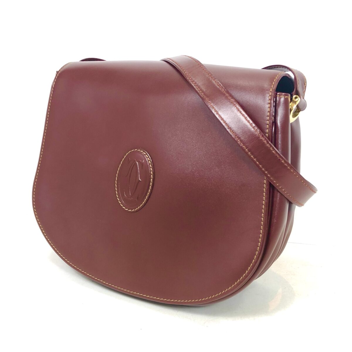 カルティエ CARTIER マスト ショルダーバッグ レザー ボルドー | 買取