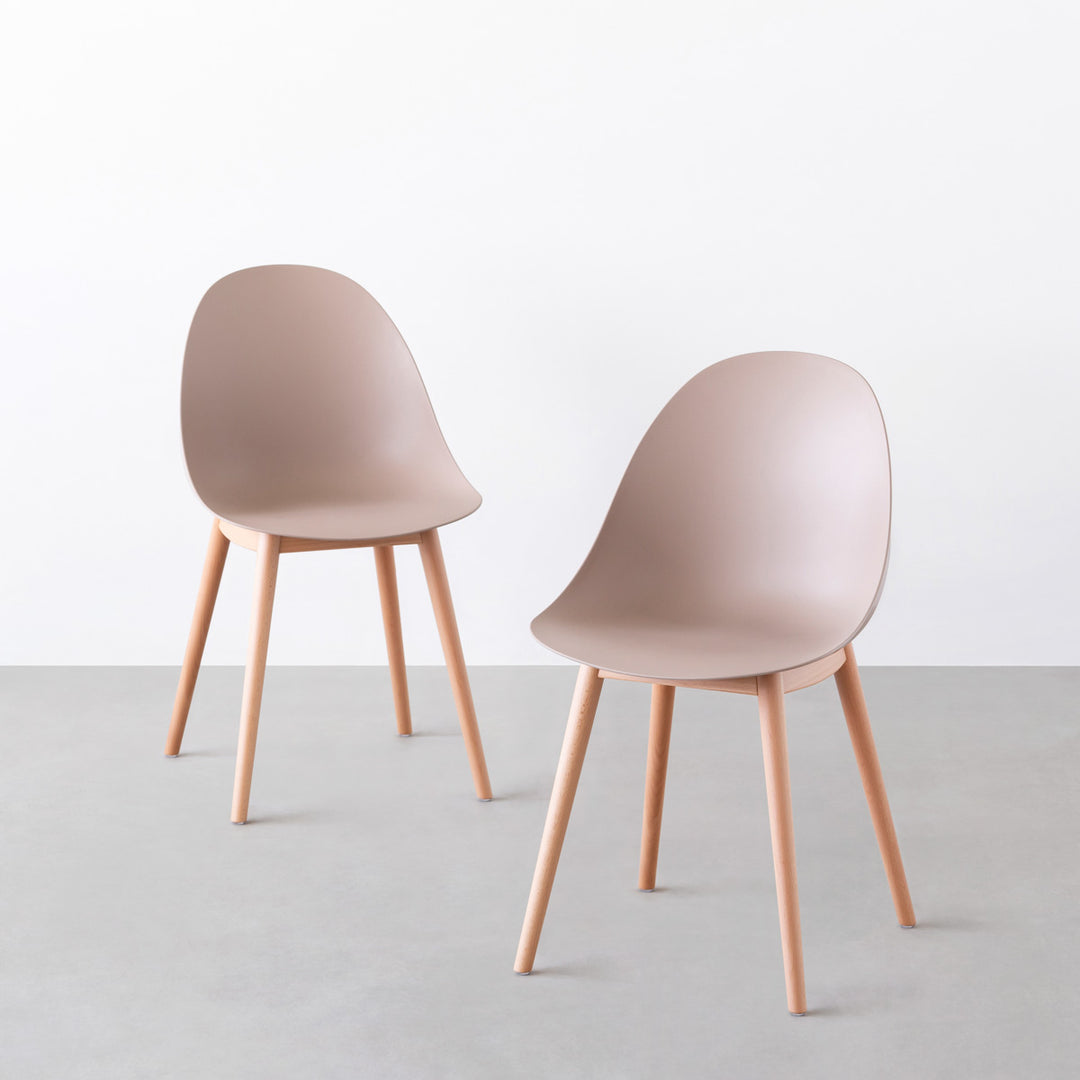 Egg - Pale シェル型の ダイニングチェア 2脚セット – KANADEMONO