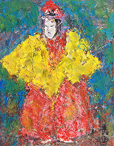 森田茂「黒川能」油彩6号