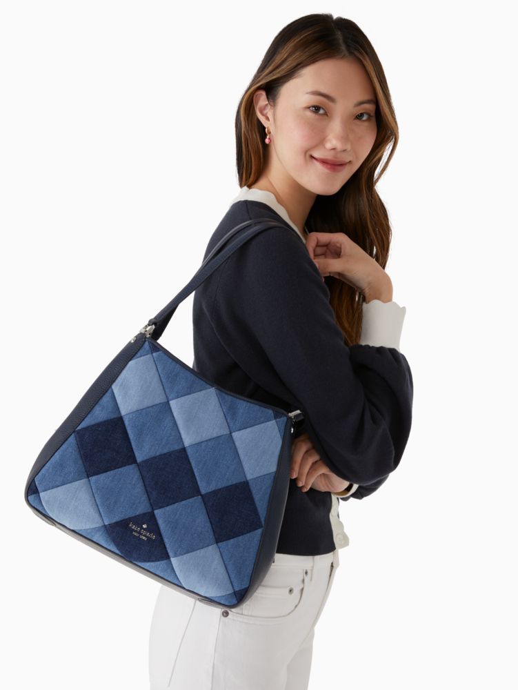 レイラ デニム パッチワーク ミディアム トリプル コンパートメント