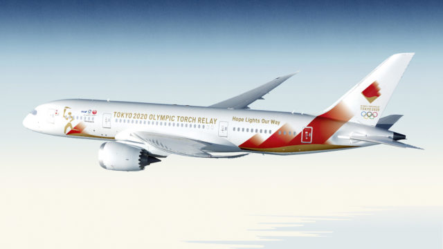 聖火輸送特別塗装 JAL 787-8 国際線仕様機 JA837J｜一人旅おじさんの