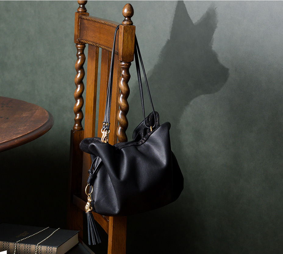 山猫ホテル｜バケットポシェット/巾着バッグ/バケットバッグ＜ブラック