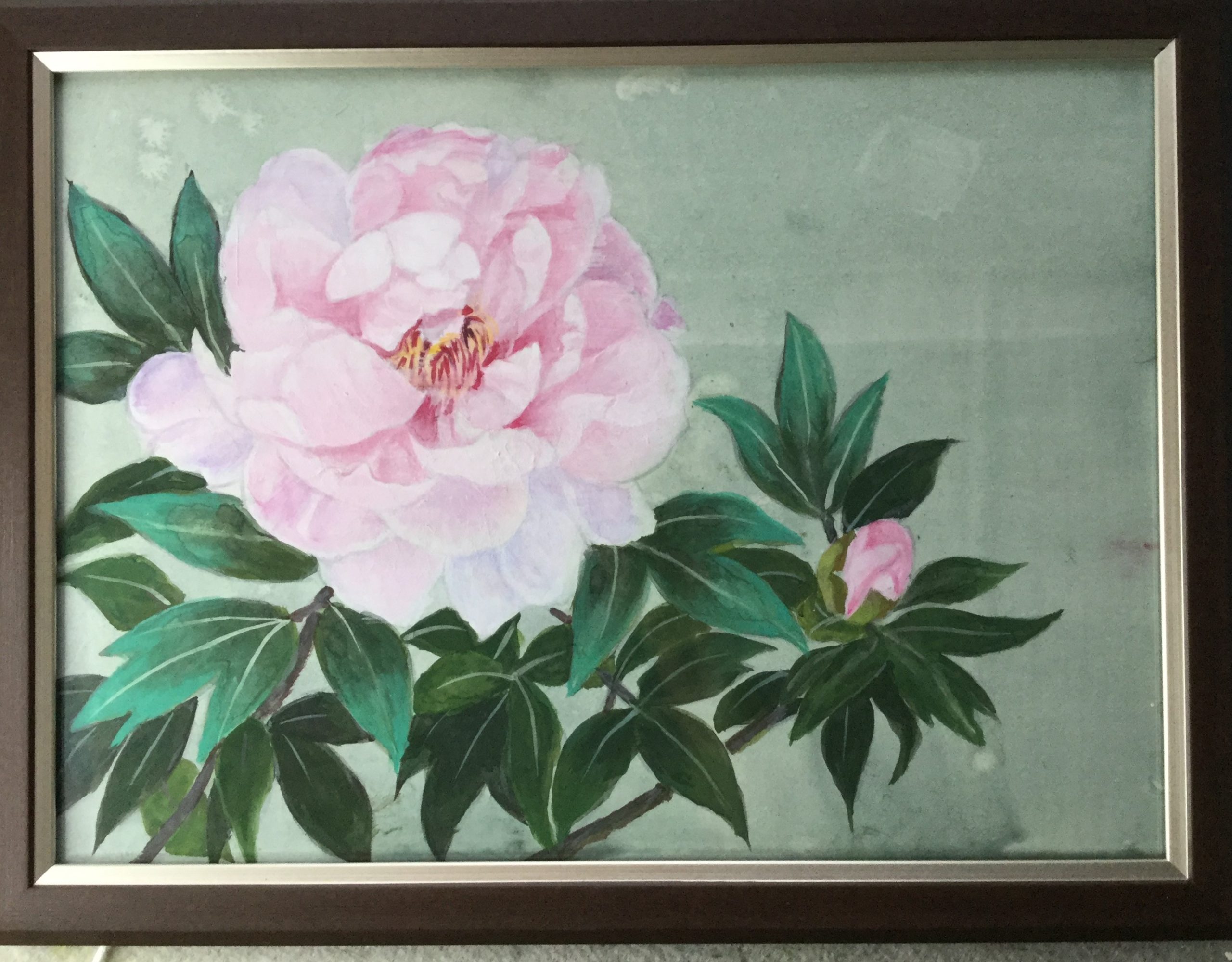 日本画「寒牡丹」 | さわやか墨彩画教室