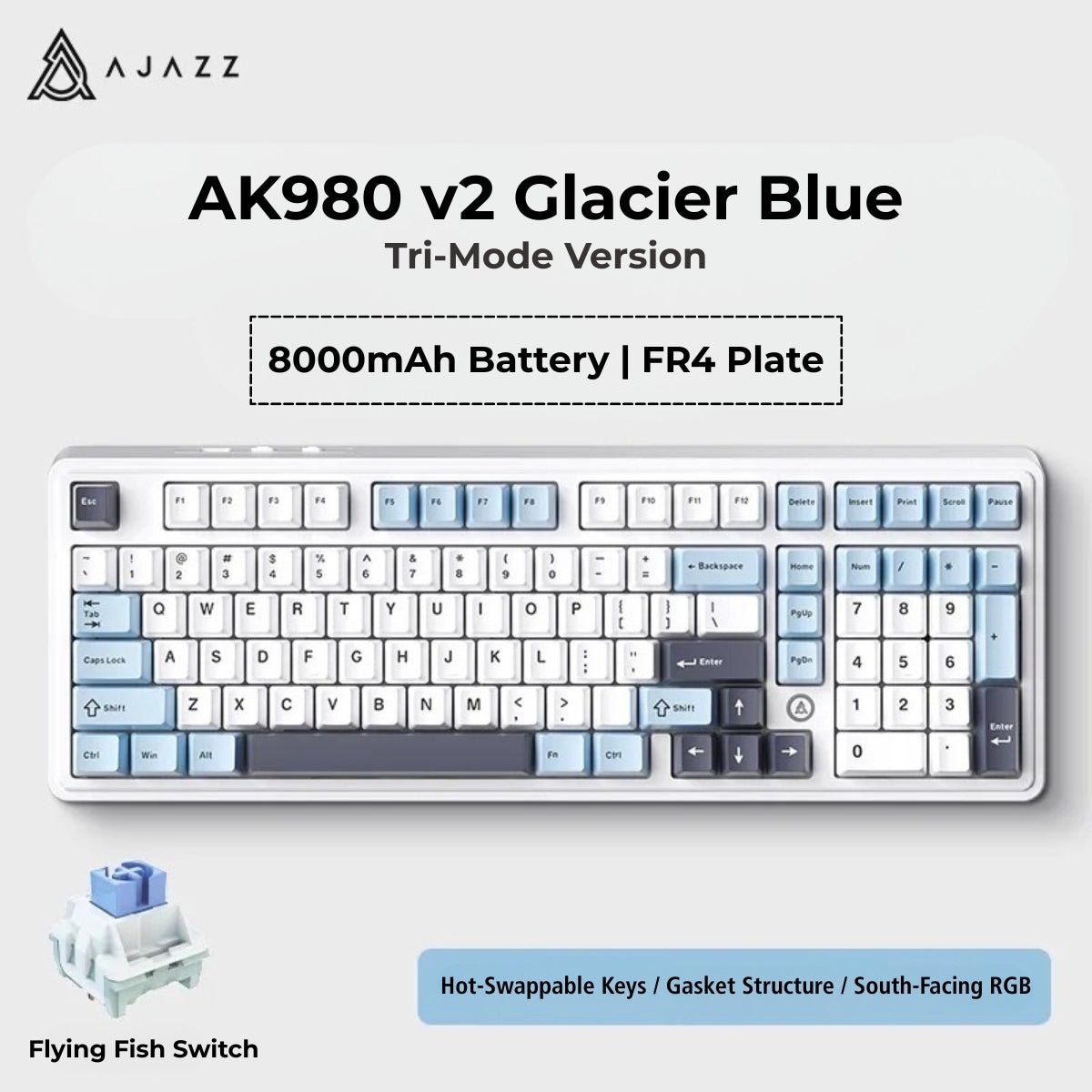 AJAZZ AK980 V2 Full-Size Tri-Mode Mechanical Keyboard – KeyArtisan