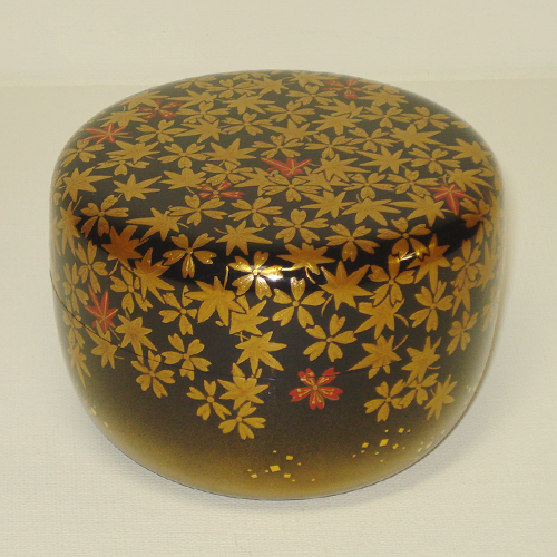 輪島塗 平棗 -春秋の蒔絵仕上げ- [黒色] 梨地、切り金入り｜輪島市の