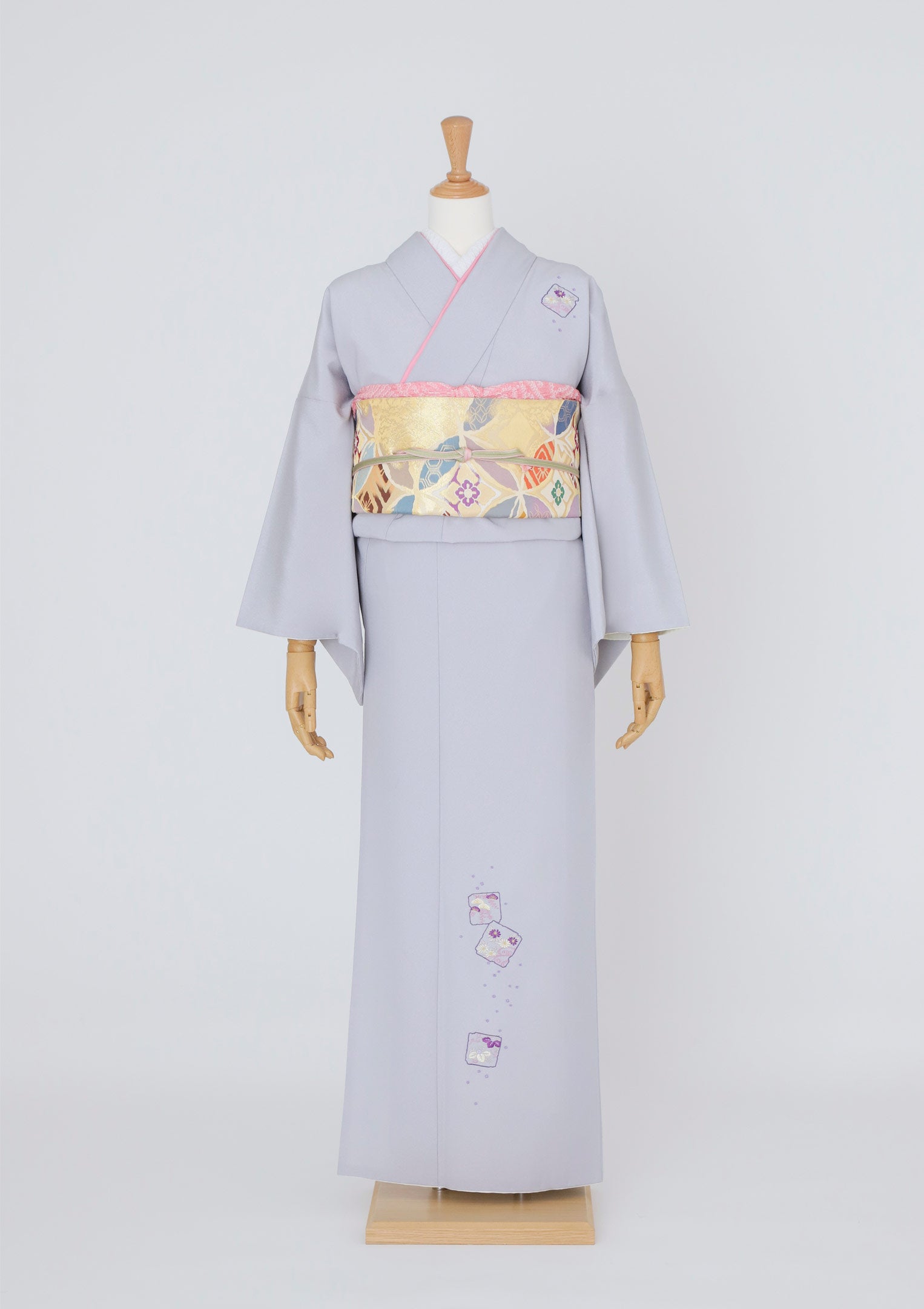 訪問着レンタル：白菫色に慎まし刺繍】ほんのり淡い紫で上品に D-L11