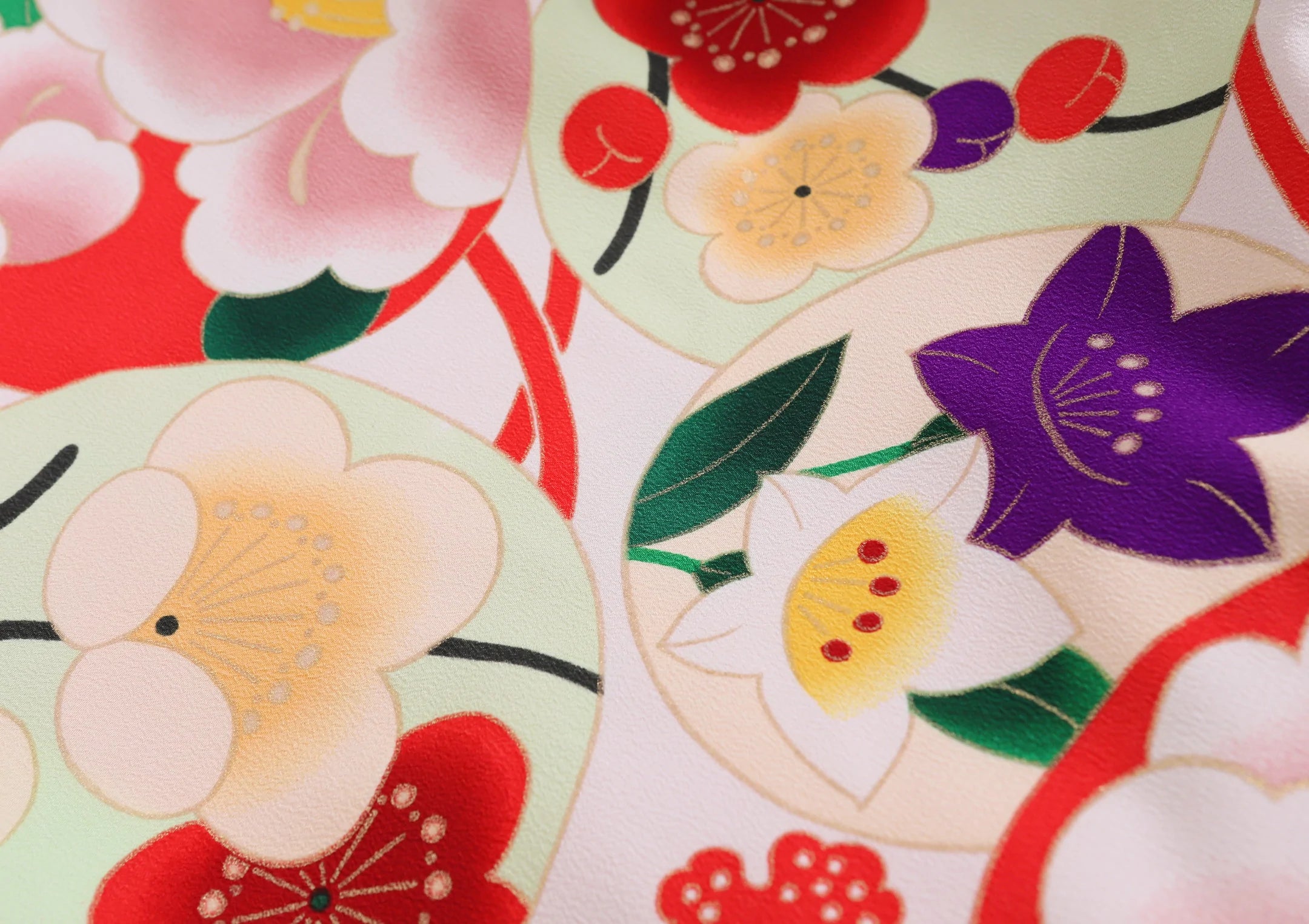 振袖ネットレンタル：白と赤の唐草】椿が愛らしい/KH-147 – kimono