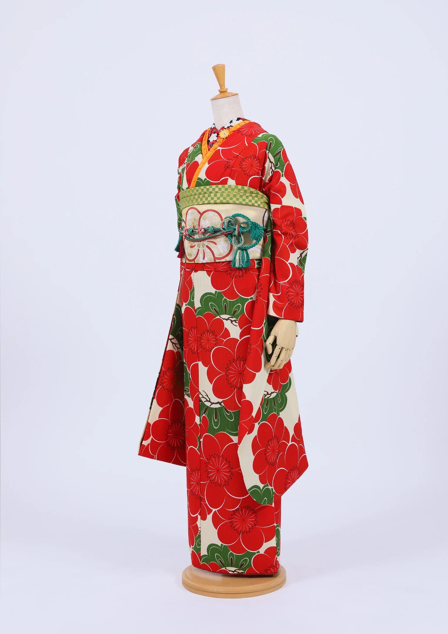 振袖ネットレンタル：赤のレトロな梅】ポップにキッチュに/FL-5105