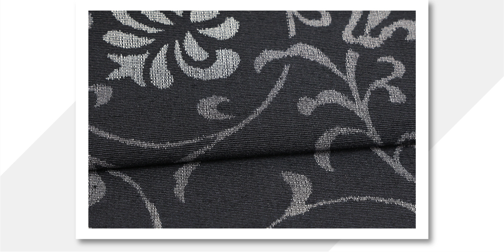 本場結城紬 正絹 八寸名古屋帯 真綿手紬糸 唐草 黒×濃灰色