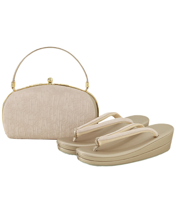 オプション小物レンタル】草履バッグセット ふくれ織 ベージュ