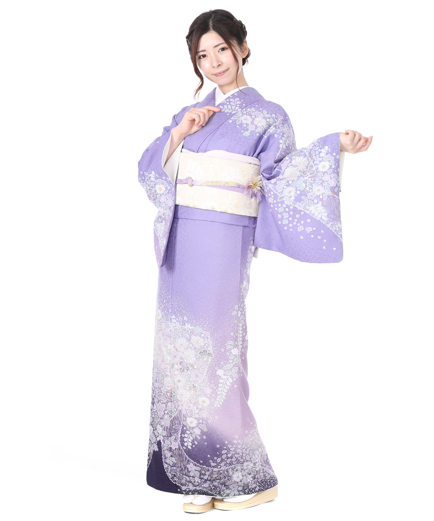 訪問着レンタル｜薄紫に辻が花｜H0123｜L｜宅配着物レンタル｜きもの