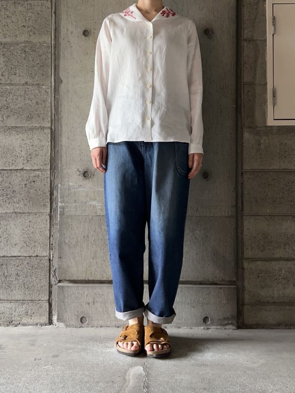 atelier naruse アトリエナルセ / リネン刺繍ショールカラーブラウス