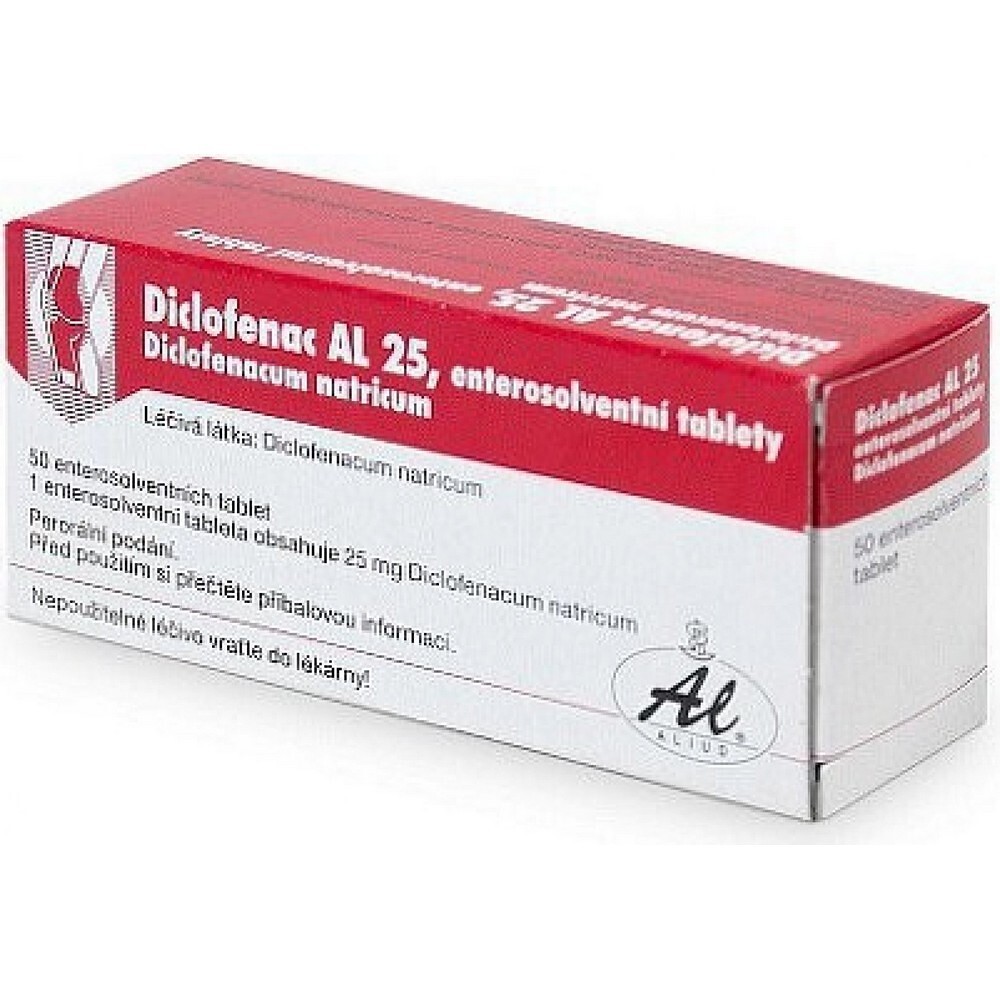 DICLOFENAC AL tbl 50x 25mg,DICLOFENAC AL 25mg enterosolventní