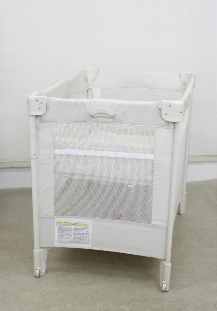 送料無料 ココネルエアー ミルクWH 66046 たたんで運べるベビーベッド