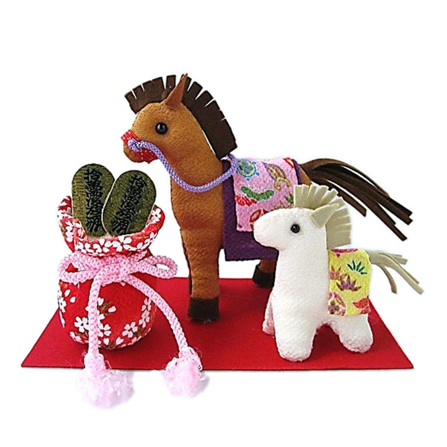 2026干支手作りキット しあわせ馬の親子 |生地 和柄/和布/ちりめん手芸