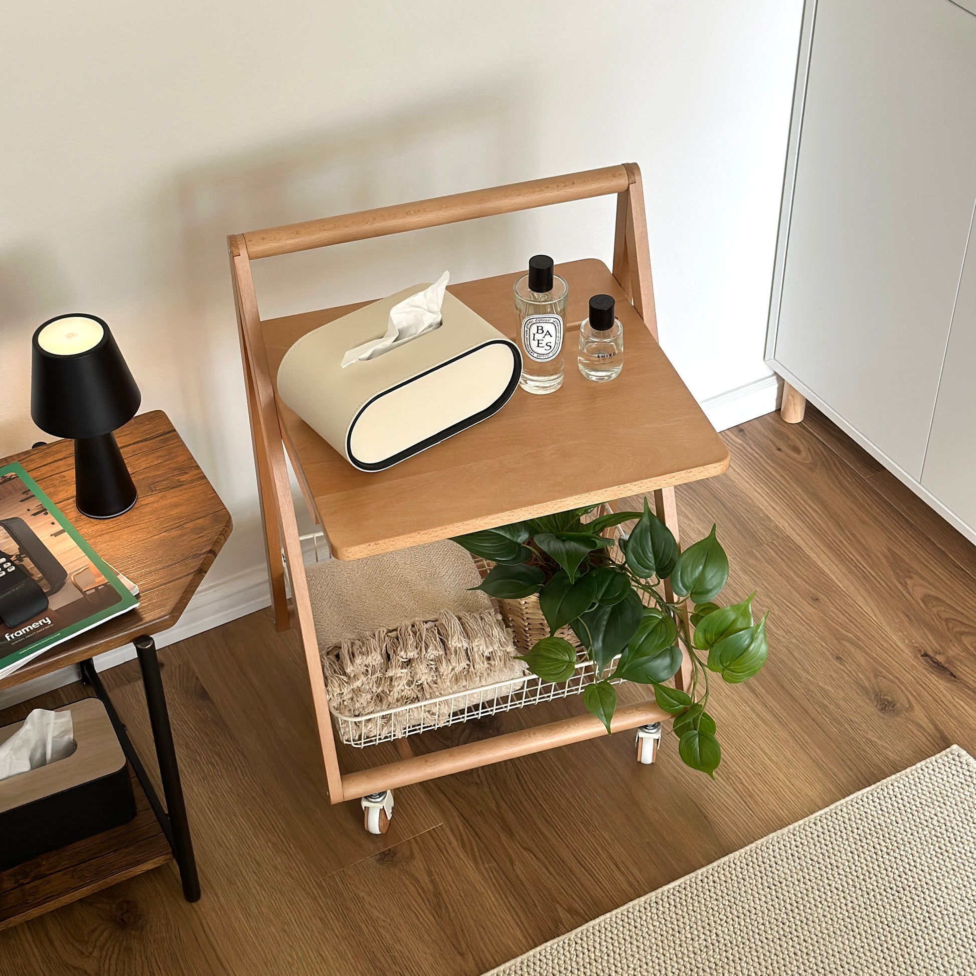 サイドテーブル｜キャスター付ナチュラルサイドテーブル - territory