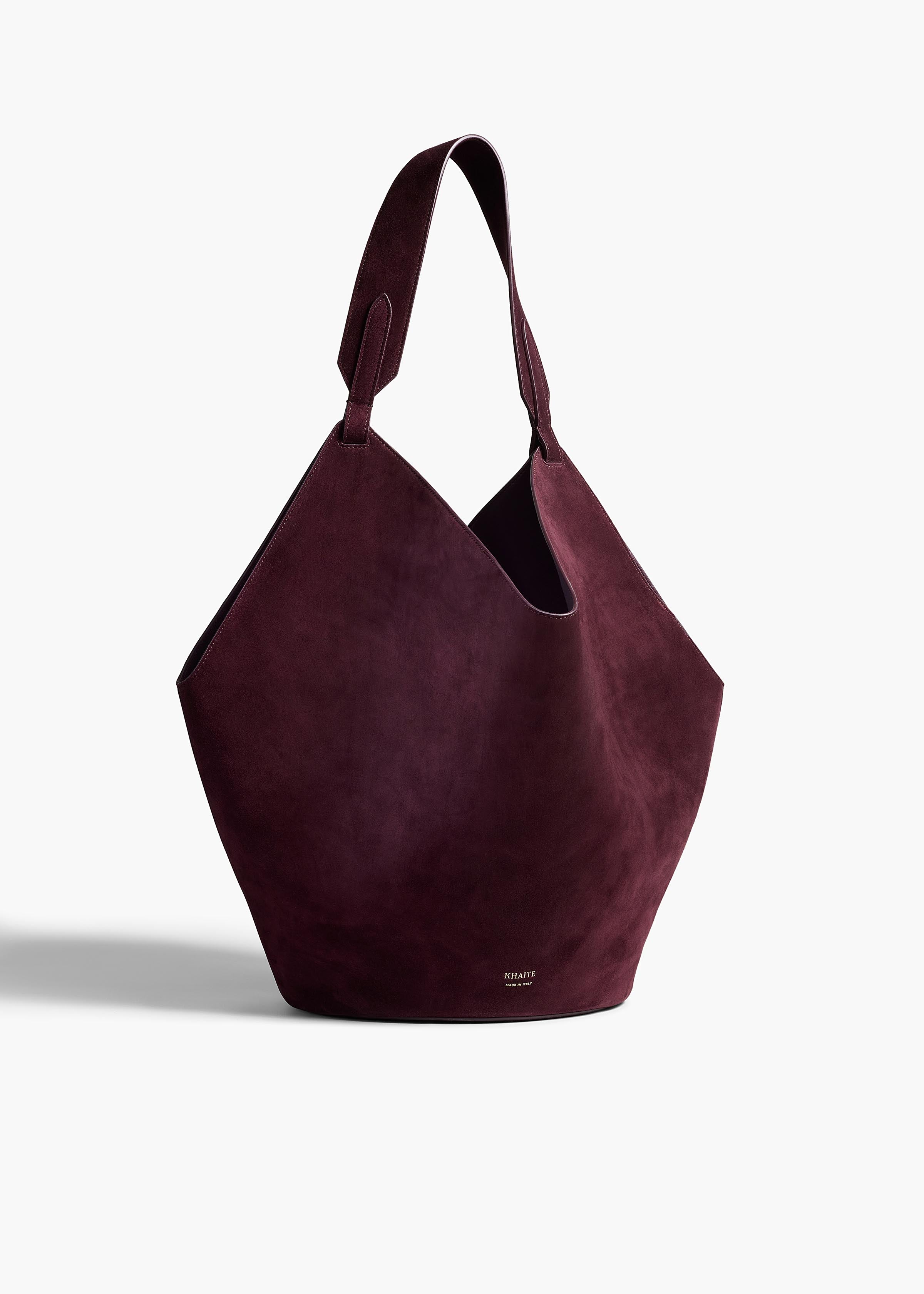 Medium Lotus Tote in Rouge Noir Suede – KHAITE