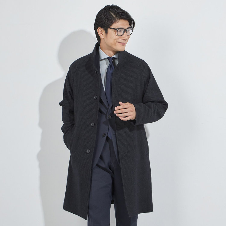 KANSAIMAN collection】ショートスタンドカラーコート/ネイビー/RE