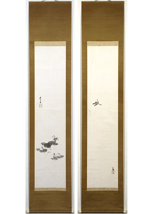 竹内栖鳳 菊池芳文 蜻蛉図 睡蓮水馬之図 | 古美術瀬戸