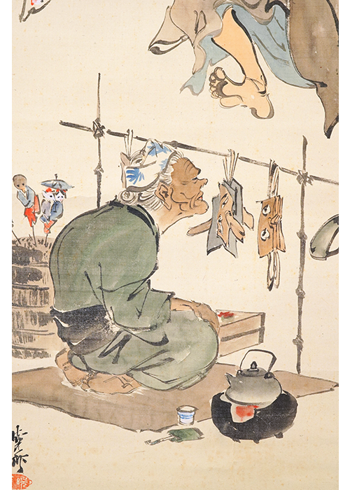 河鍋暁斎 墨堤観桜図 | 古美術瀬戸