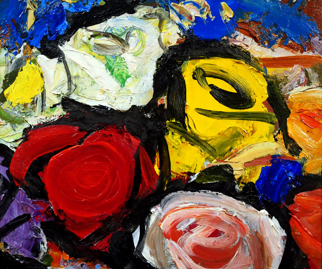 田辺三重松「薔薇」油絵・F4号 絵画買取・販売の小竹美術