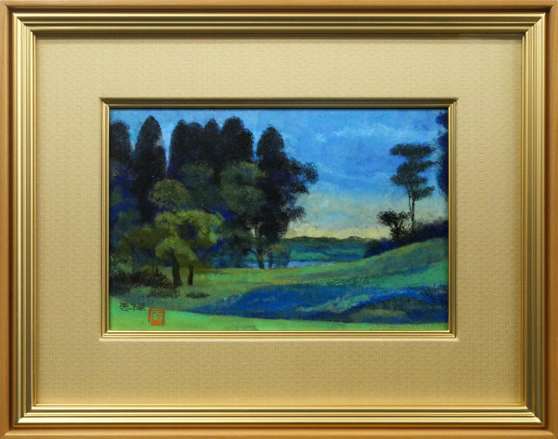 油絵 能面 能楽 黒川能 日本絵 武田靖夫画 伝統芸能 金背景 絵画