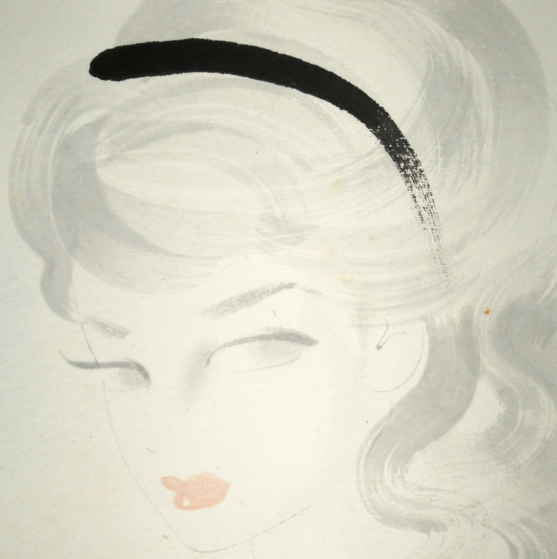 東郷青児「婦人像 （ピエール水彩額縁使用）」水彩画・色紙 絵画買取