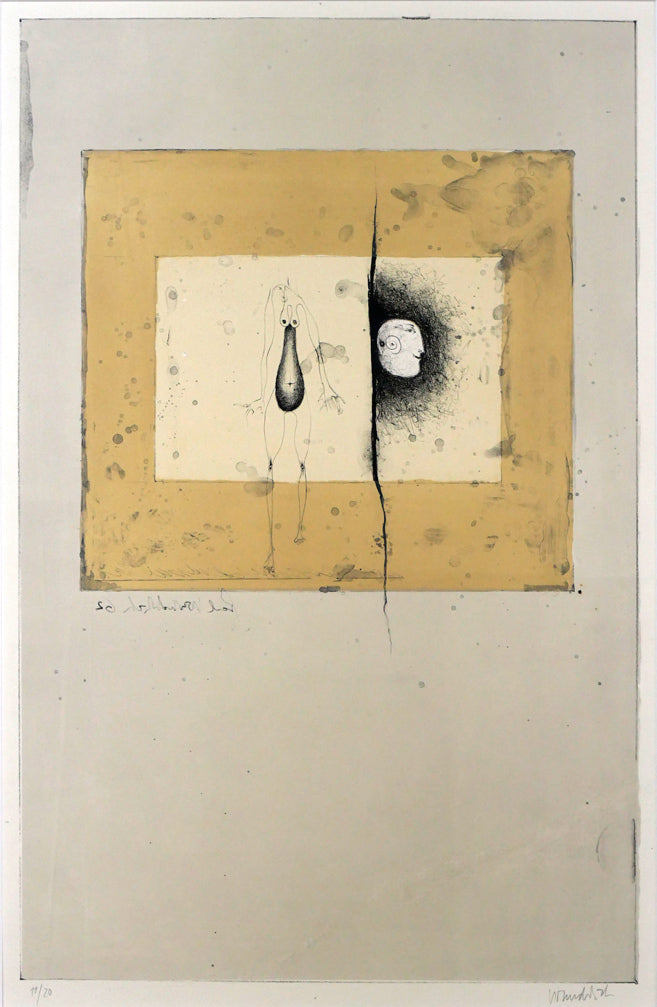 ポール ヴンダーリッヒ(Paul WUNDERLICH)「壁に盗聴器が」リトグラフ