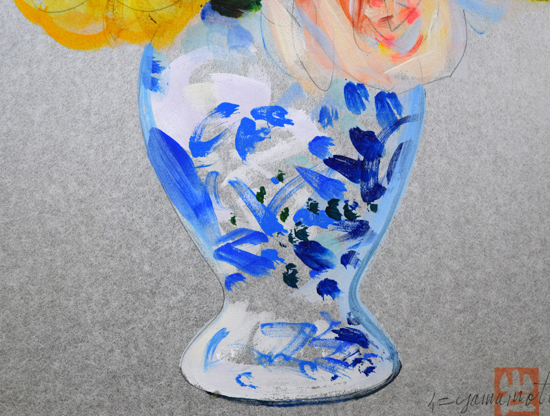 田川勤次 油彩色紙画「ばら」 田川勤次 油彩色紙画「ばら