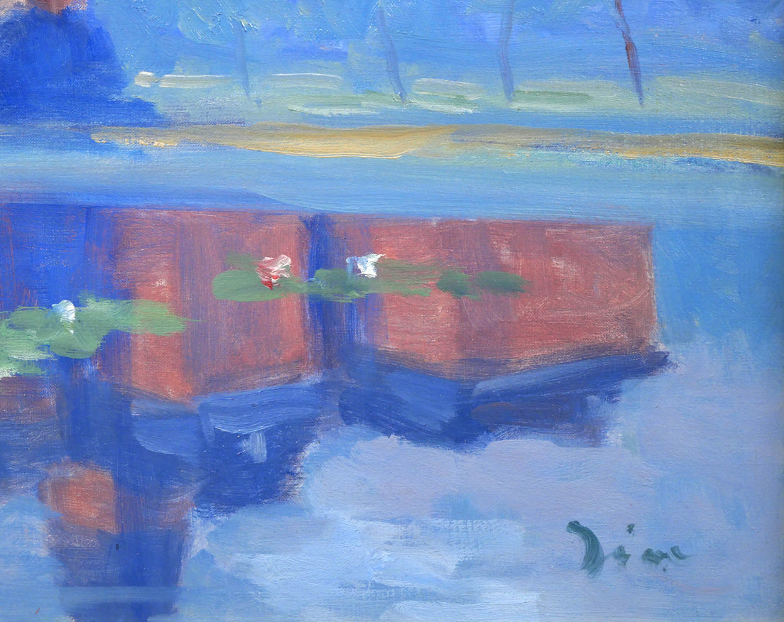 伊藤仁「北海道庁之池」油絵・F6号 絵画買取・販売の小竹美術