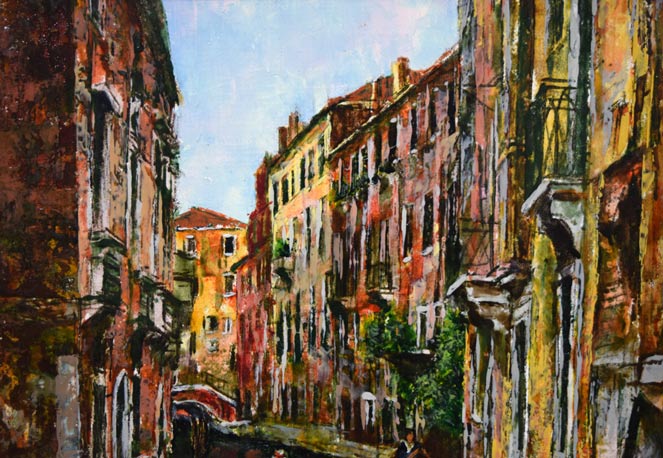 川勝茂弘「ベニス・ゴンドラ（イタリア）」油絵・F4号 絵画買取・販売