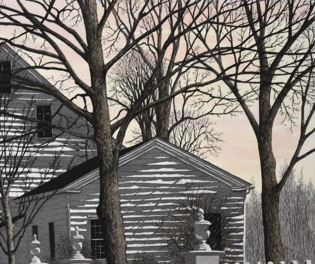 キャロル コレット （Carol COLLETTE）「White Fence」銅版画に手彩色