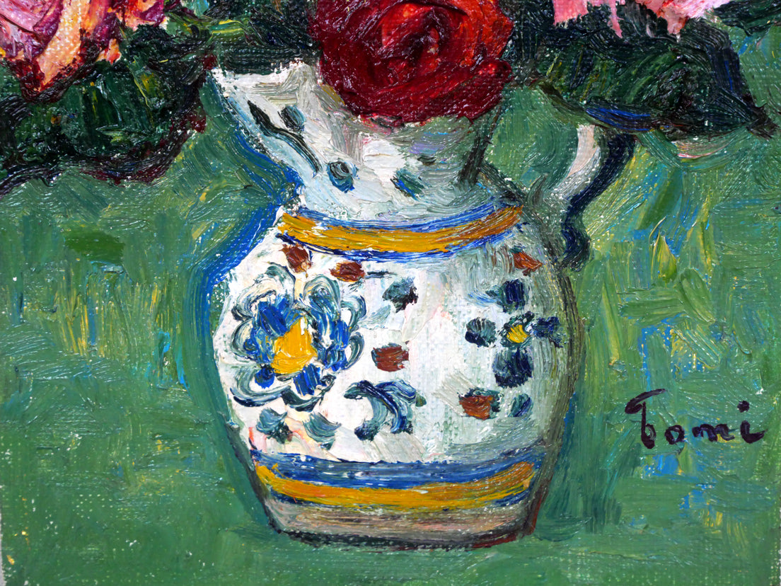 松本富太郎「薔薇」油絵・F0号 絵画買取・販売の小竹美術