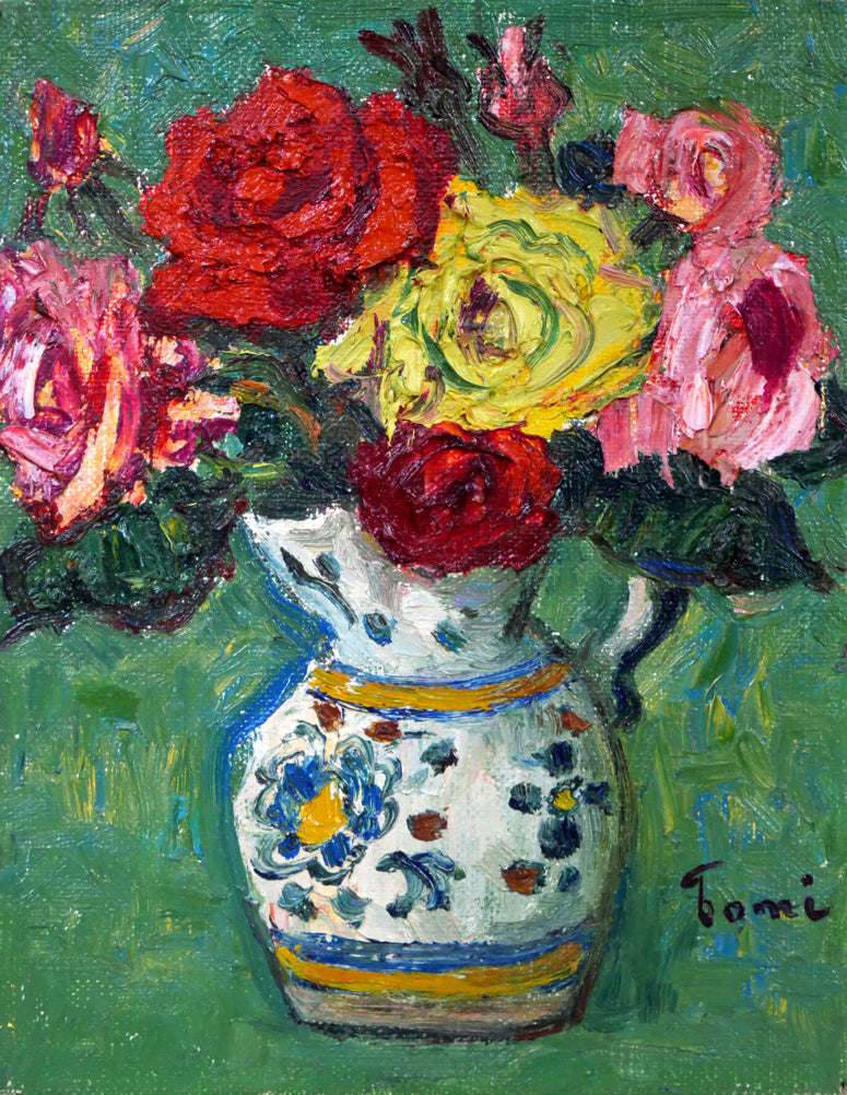 松本富太郎「薔薇」油絵・F0号 絵画買取・販売の小竹美術