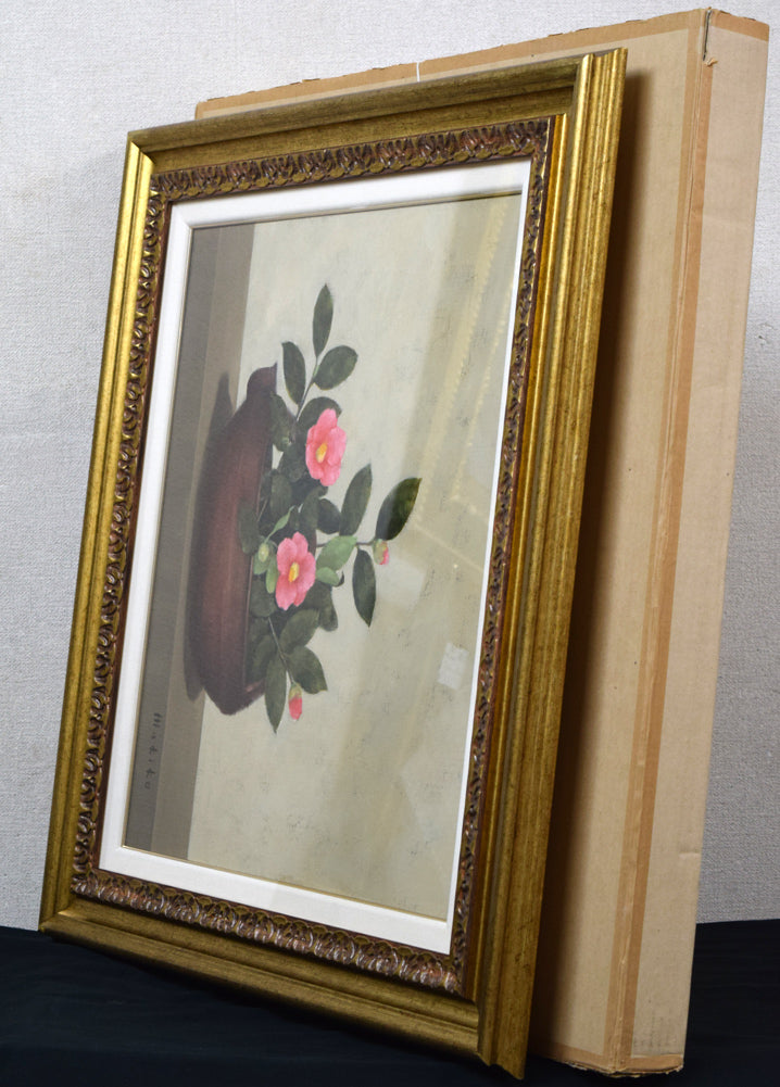 松永真樹子「つばき（椿）」油絵・F10号 絵画買取・販売の小竹美術