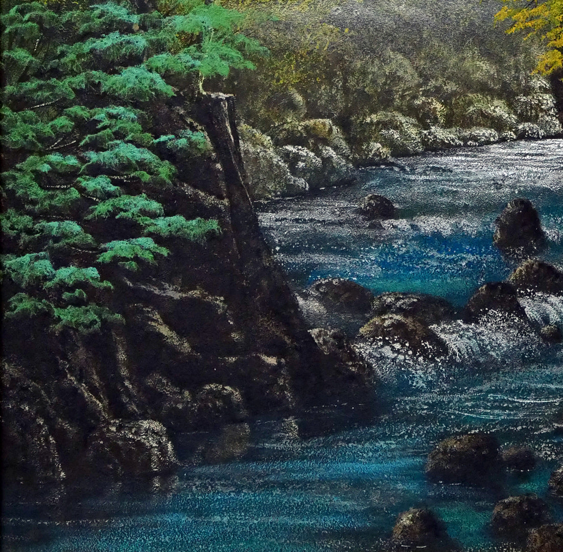 清水規「錦雲渓緑彩」日本画・F10号 絵画買取・販売の小竹美術