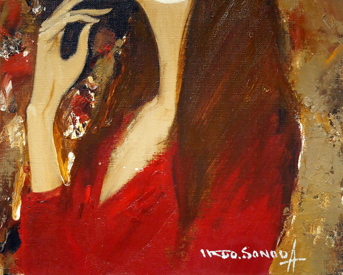 絵画 油彩画 油絵 「フラメンコ」(マドリッド)F3 菊地正則 美品 額付き