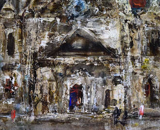 山田茂人「聖堂」油絵・F6号 絵画買取・販売の小竹美術