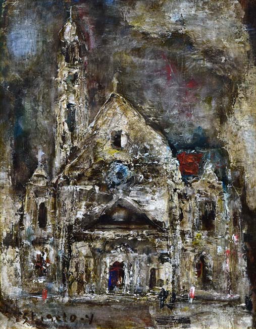 山田茂人「聖堂」油絵・F6号 絵画買取・販売の小竹美術